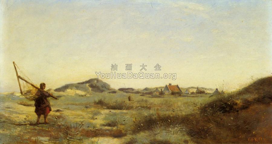 Dunkerque--Une Pecheuse de Crevettes - 让·巴蒂斯特·卡米耶·柯罗